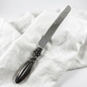 Vintage Silver Plate Hebrew Engraving Shabbat Kodesh Challah Bread Knife 12.5"